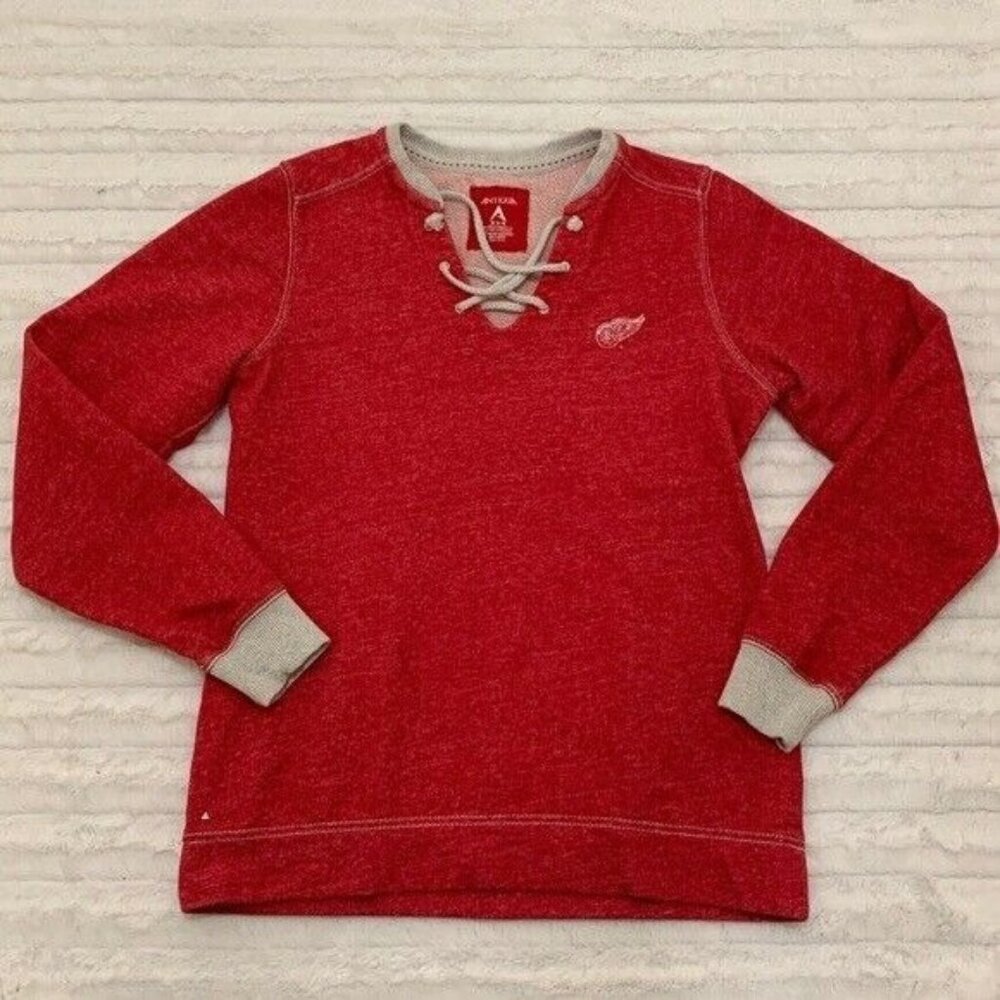 Antigua Red Wings‎ Hockey Sweatshirt Lace Up V-Neckline Size Medium M